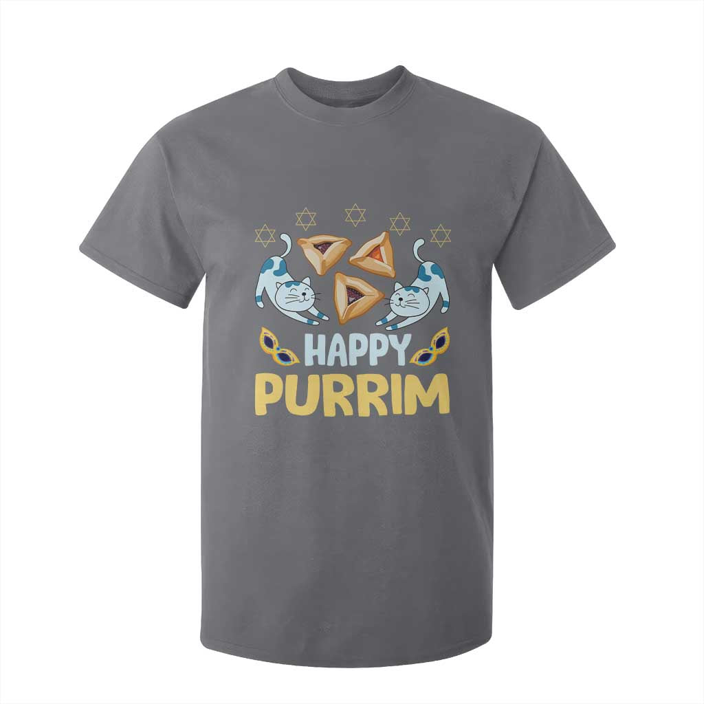 Purim Cat T Shirt For Kid Happy Purrim Hamantash Jewish Star of David TS09 Charcoal Print Your Wear