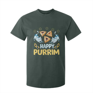 Purim Cat T Shirt For Kid Happy Purrim Hamantash Jewish Star of David TS09 Dark Forest Green Print Your Wear
