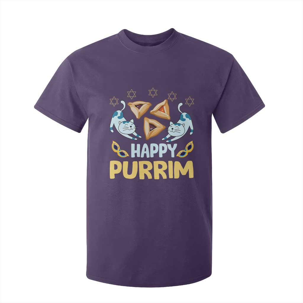Purim Cat T Shirt For Kid Happy Purrim Hamantash Jewish Star of David TS09 Purple Print Your Wear