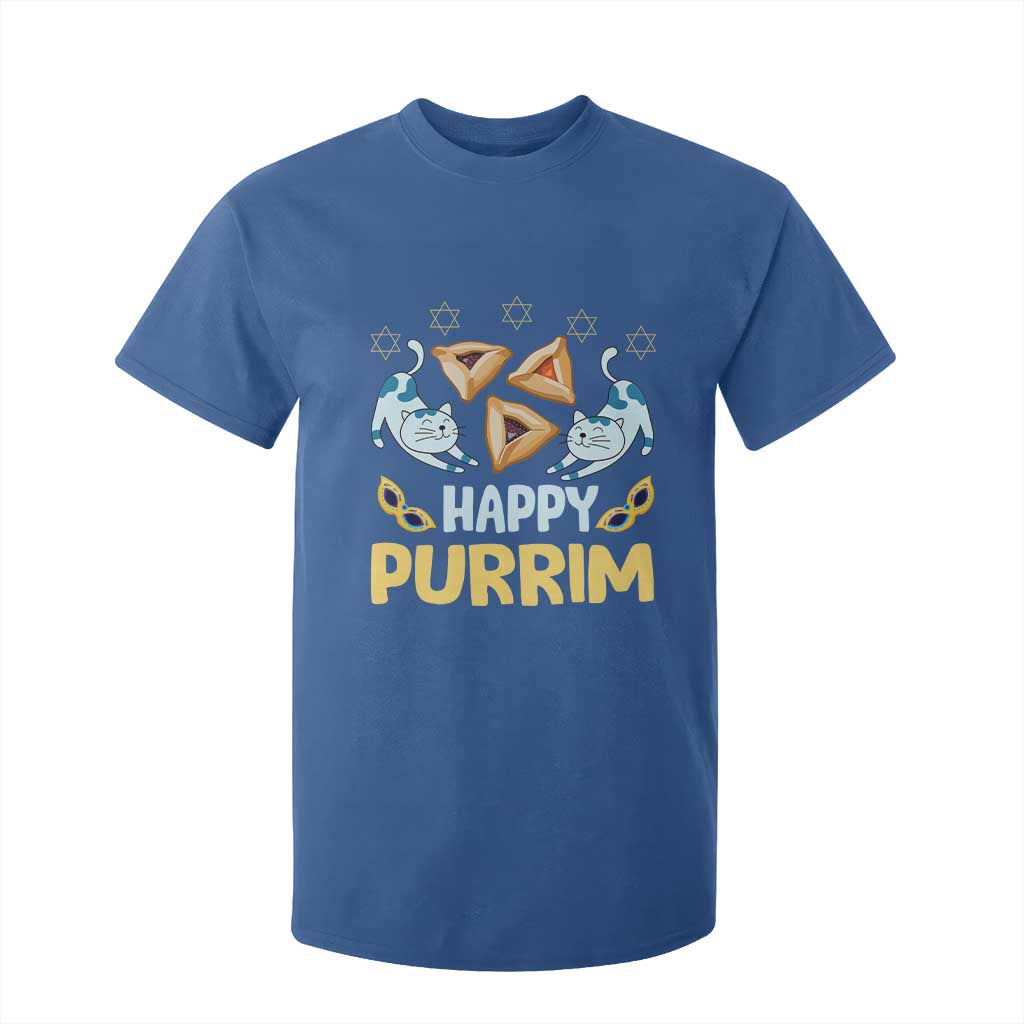 Purim Cat T Shirt For Kid Happy Purrim Hamantash Jewish Star of David TS09 Royal Blue Print Your Wear