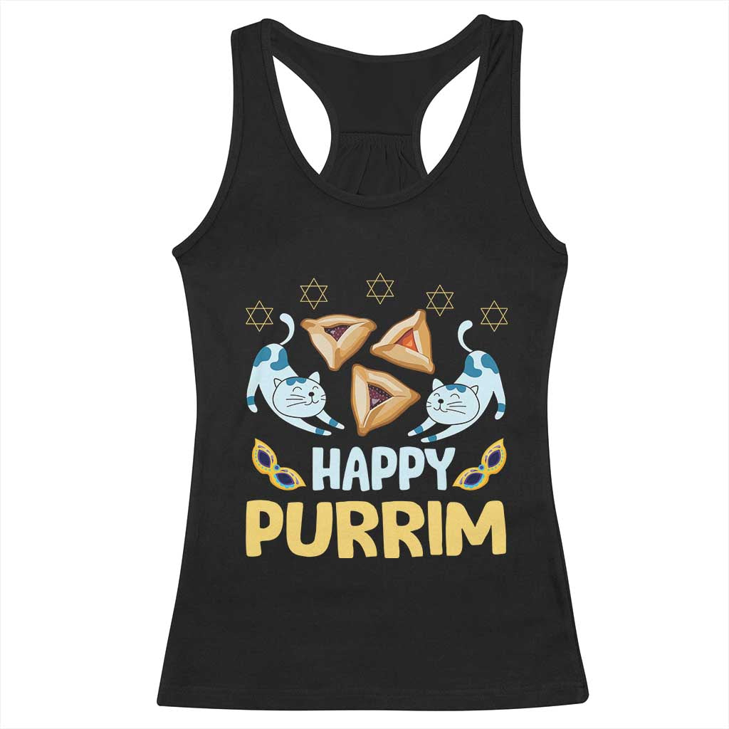 Purim Cat Racerback Tank Top Happy Purrim Hamantash Jewish Star of David TS09 Black Print Your Wear