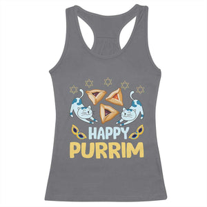 Purim Cat Racerback Tank Top Happy Purrim Hamantash Jewish Star of David TS09 Charcoal Print Your Wear
