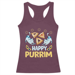 Purim Cat Racerback Tank Top Happy Purrim Hamantash Jewish Star of David TS09 Maroon Print Your Wear