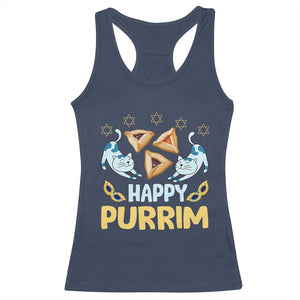 Purim Cat Racerback Tank Top Happy Purrim Hamantash Jewish Star of David TS09 Navy Print Your Wear