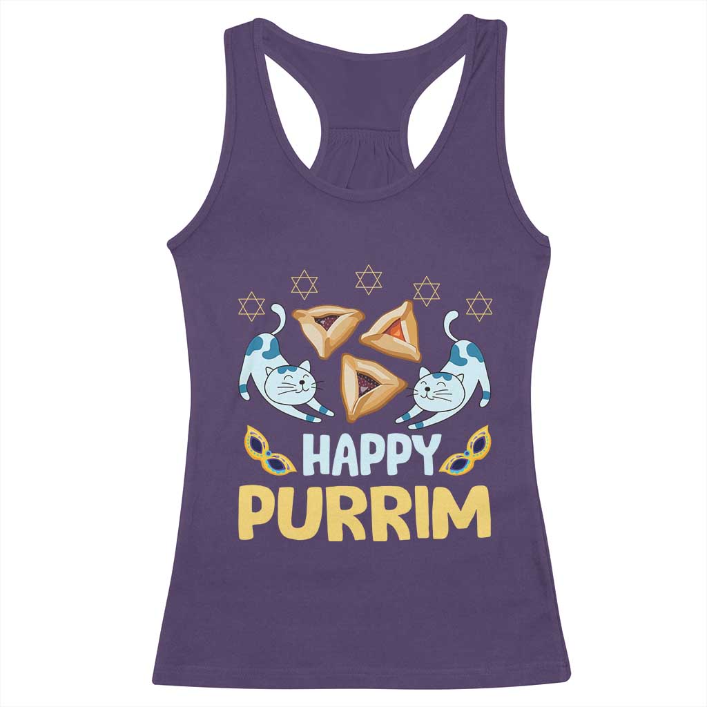 Purim Cat Racerback Tank Top Happy Purrim Hamantash Jewish Star of David TS09 Purple Print Your Wear