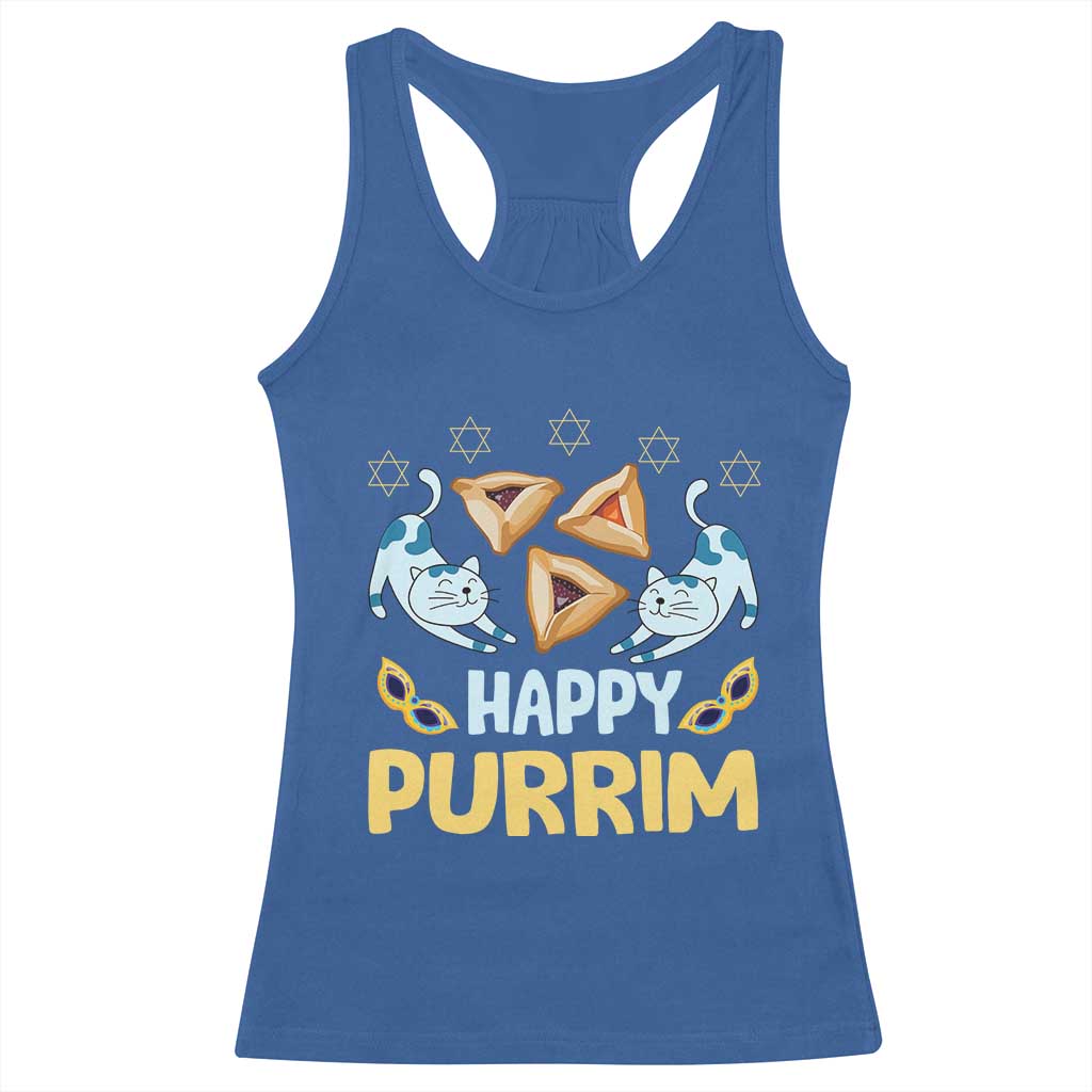 Purim Cat Racerback Tank Top Happy Purrim Hamantash Jewish Star of David TS09 Royal Blue Print Your Wear