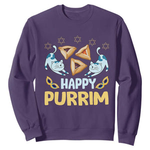 Purim Cat Sweatshirt Happy Purrim Hamantash Jewish Star of David TS09 Purple Print Your Wear