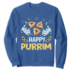 Purim Cat Sweatshirt Happy Purrim Hamantash Jewish Star of David TS09 Royal Blue Print Your Wear
