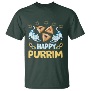Purim Cat T Shirt Happy Purrim Hamantash Jewish Star of David TS09 Dark Forest Green Print Your Wear
