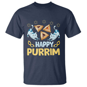 Purim Cat T Shirt Happy Purrim Hamantash Jewish Star of David TS09 Navy Print Your Wear