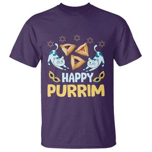Purim Cat T Shirt Happy Purrim Hamantash Jewish Star of David TS09 Purple Print Your Wear