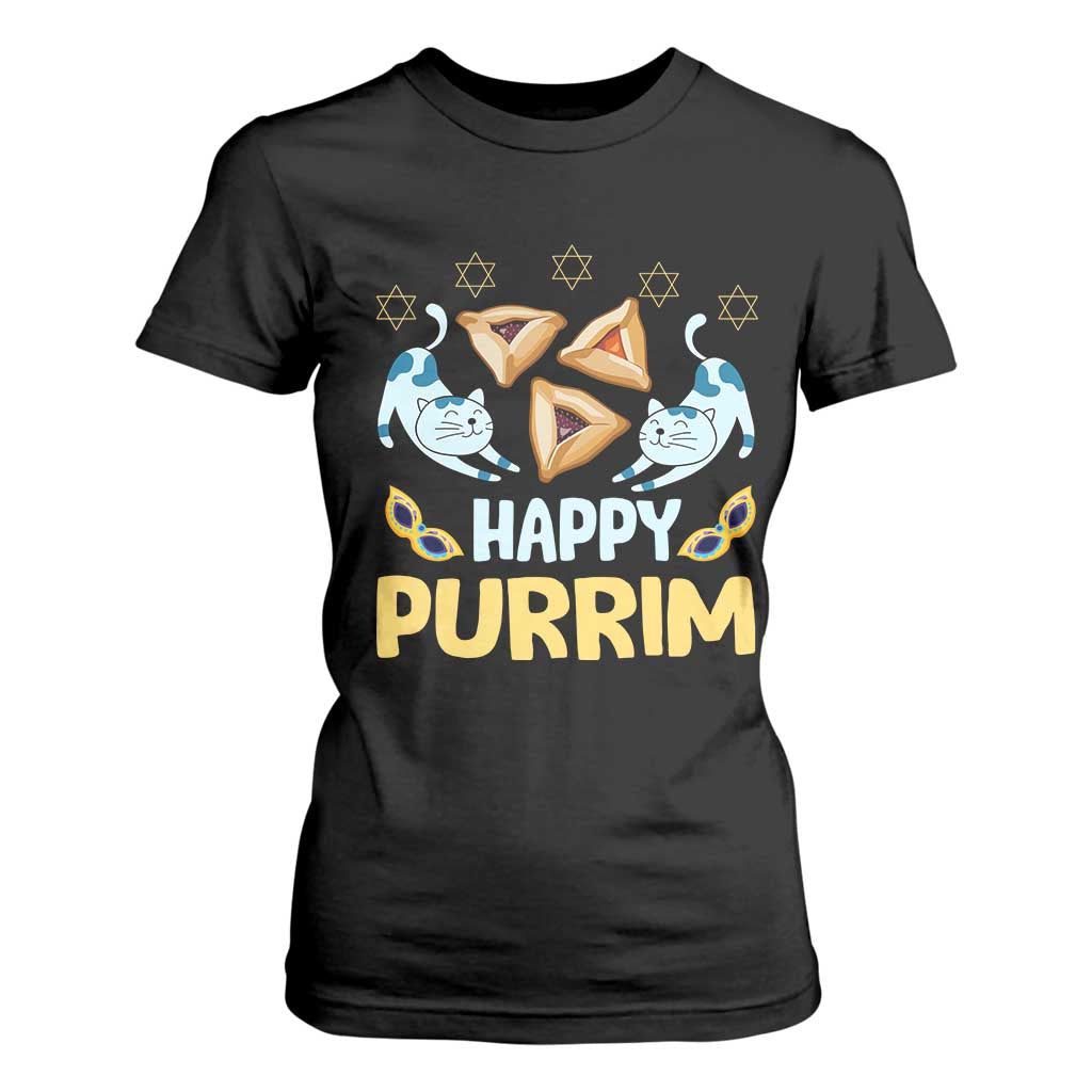 Purim Cat T Shirt For Women Happy Purrim Hamantash Jewish Star of David TS09 Black Print Your Wear