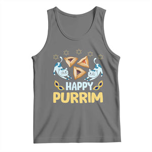 Purim Cat Tank Top Happy Purrim Hamantash Jewish Star of David TS09 Black Heather Print Your Wear