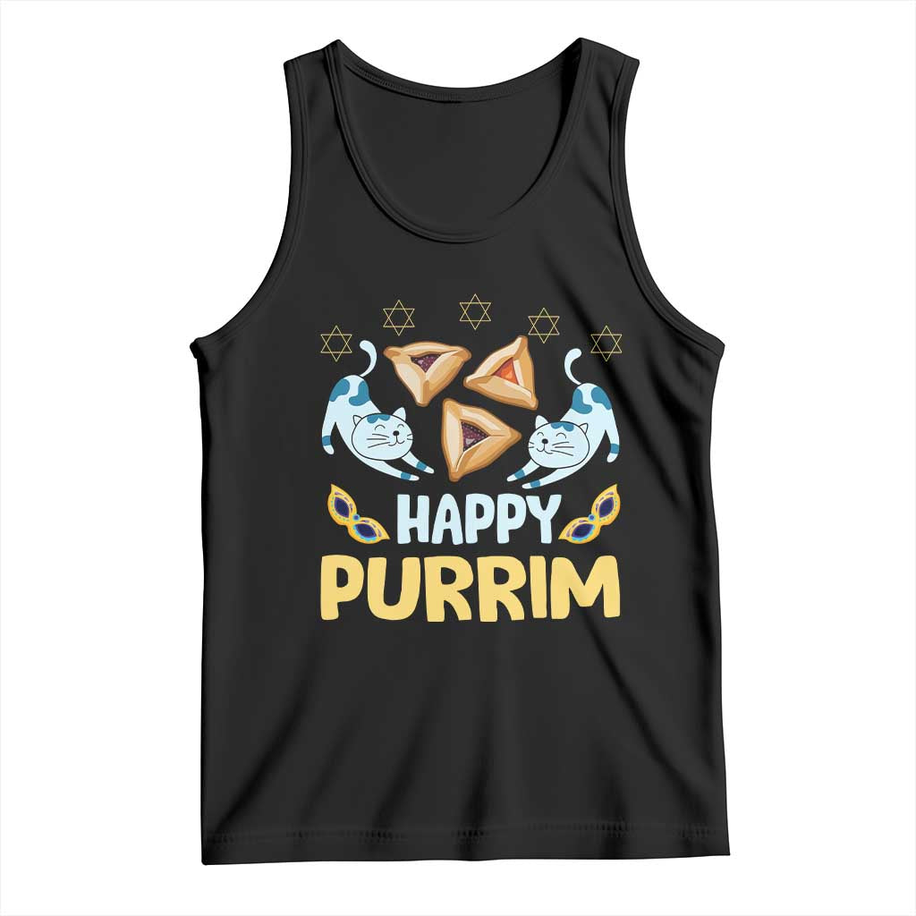 Purim Cat Tank Top Happy Purrim Hamantash Jewish Star of David TS09 Black Print Your Wear