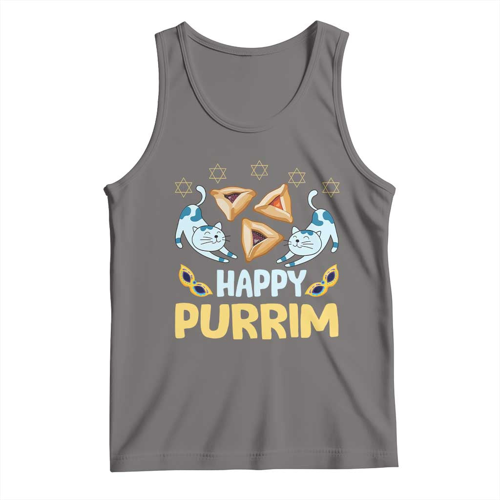 Purim Cat Tank Top Happy Purrim Hamantash Jewish Star of David TS09 Deep Heather Print Your Wear