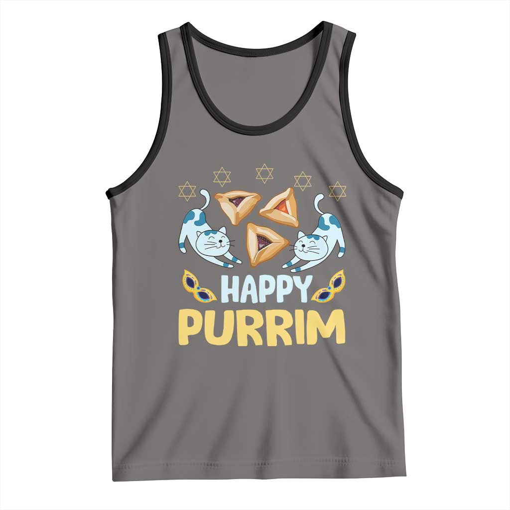 Purim Cat Tank Top Happy Purrim Hamantash Jewish Star of David TS09 Deep Heather Black Print Your Wear