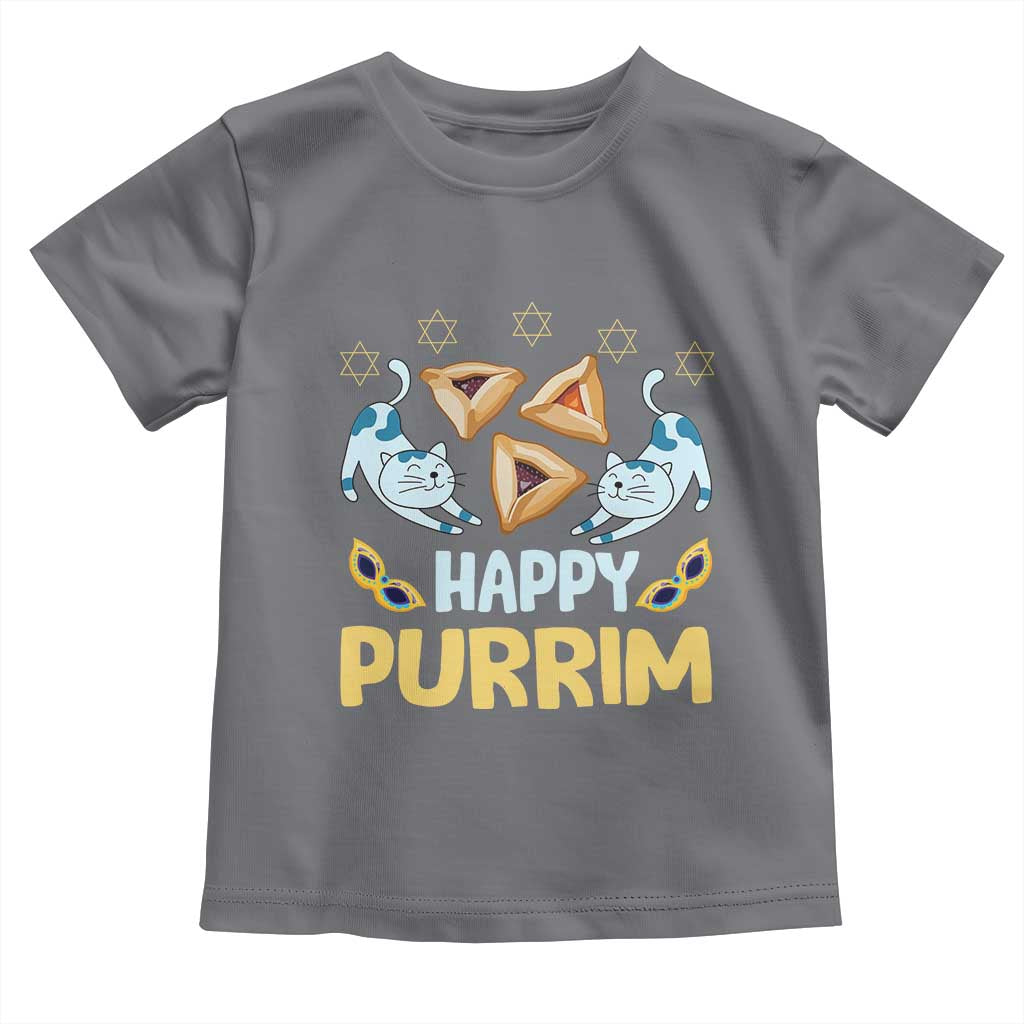 Purim Cat Toddler T Shirt Happy Purrim Hamantash Jewish Star of David TS09 Charcoal Print Your Wear
