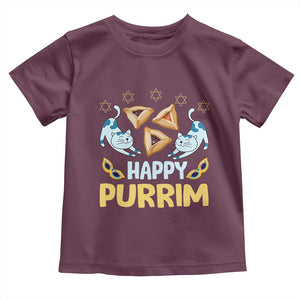 Purim Cat Toddler T Shirt Happy Purrim Hamantash Jewish Star of David TS09 Maroon Print Your Wear