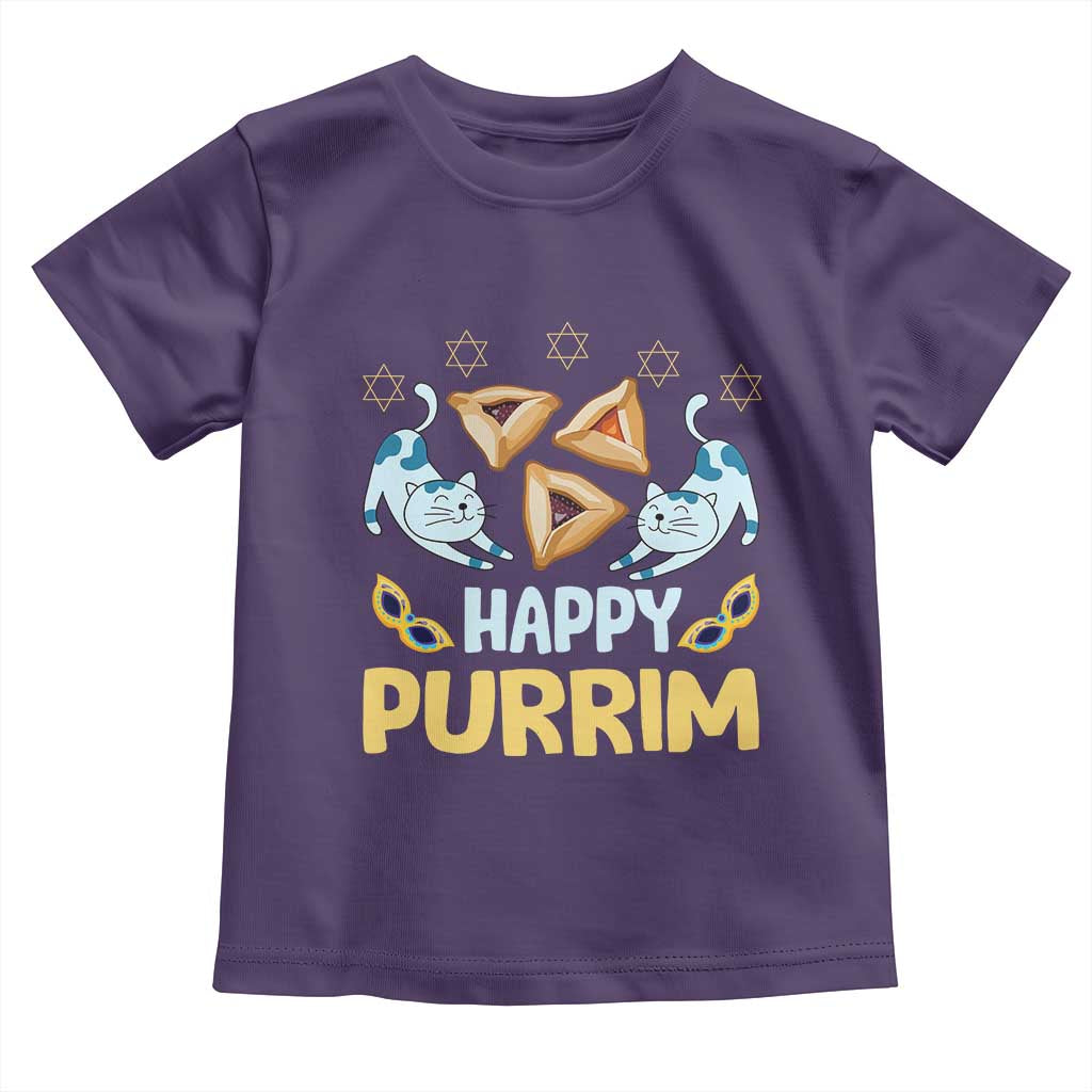 Purim Cat Toddler T Shirt Happy Purrim Hamantash Jewish Star of David TS09 Purple Print Your Wear