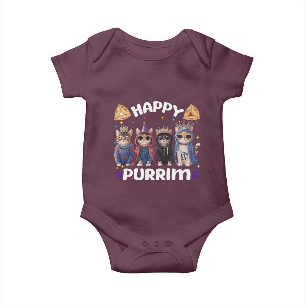 Purim Cat Baby Onesie Happy Purrim Hamantash Cute Cat Costume TS09 Maroon Print Your Wear