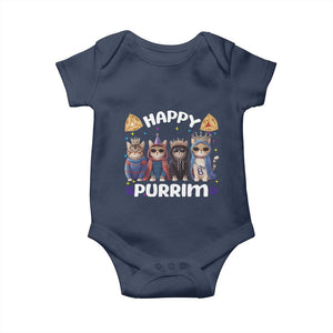 Purim Cat Baby Onesie Happy Purrim Hamantash Cute Cat Costume TS09 Navy Print Your Wear
