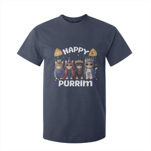 Purim Cat T Shirt For Kid Happy Purrim Hamantash Cute Cat Costume TS09 Navy Print Your Wear