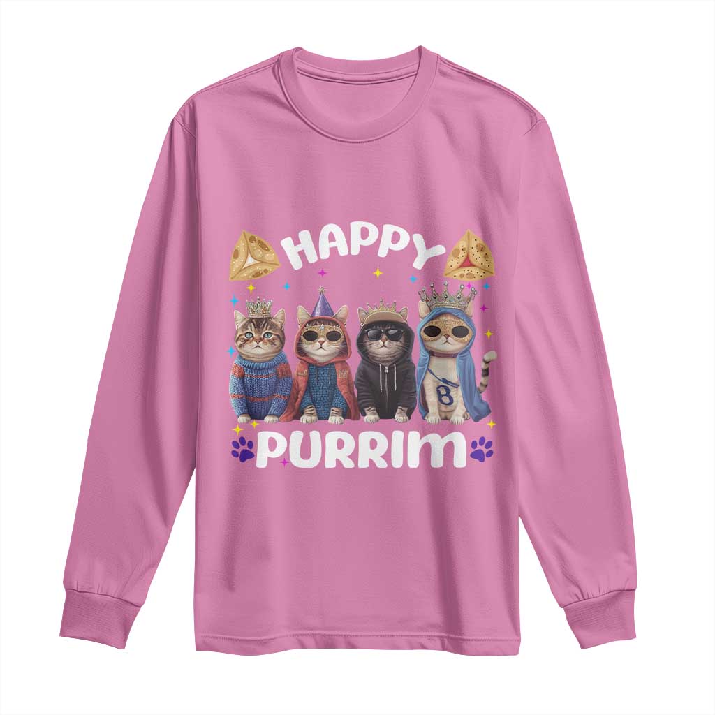 Purim Cat Long Sleeve Shirt Happy Purrim Hamantash Cute Cat Costume TS09 Azalea Print Your Wear