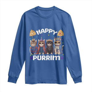 Purim Cat Long Sleeve Shirt Happy Purrim Hamantash Cute Cat Costume TS09 Royal Blue Print Your Wear