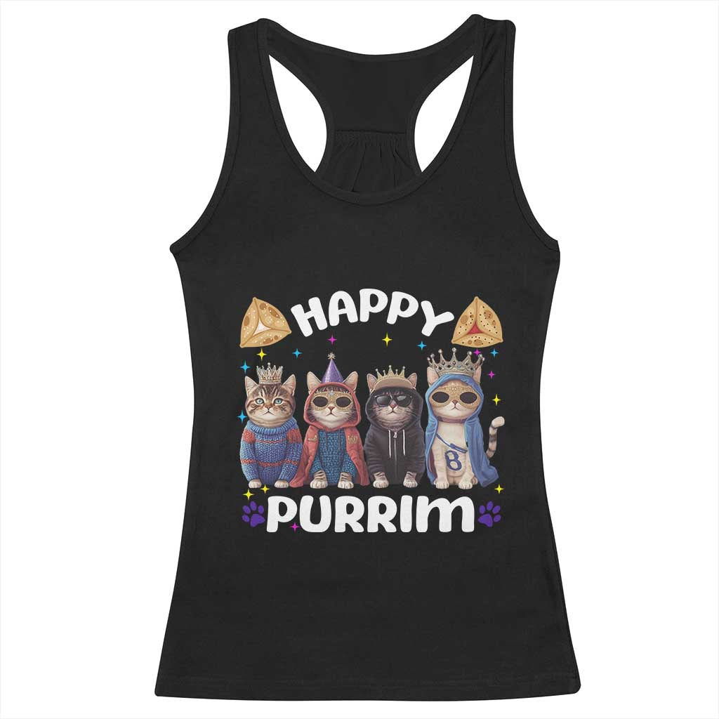 Purim Cat Racerback Tank Top Happy Purrim Hamantash Cute Cat Costume TS09 Black Print Your Wear