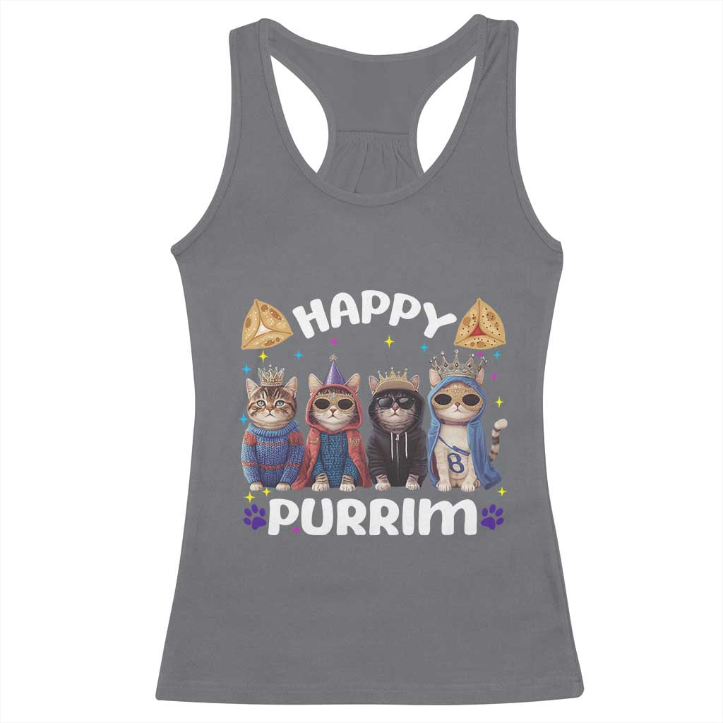 Purim Cat Racerback Tank Top Happy Purrim Hamantash Cute Cat Costume TS09 Charcoal Print Your Wear