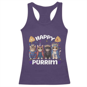 Purim Cat Racerback Tank Top Happy Purrim Hamantash Cute Cat Costume TS09 Purple Print Your Wear