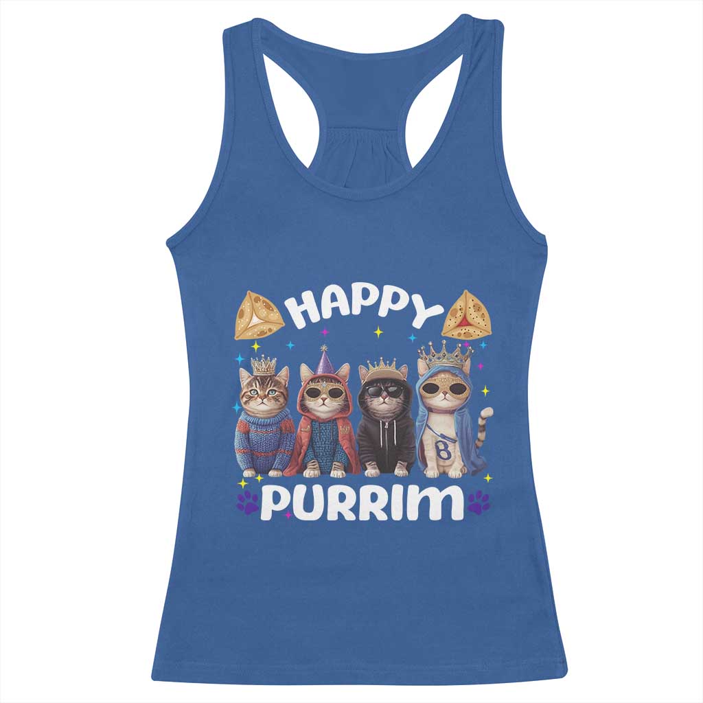 Purim Cat Racerback Tank Top Happy Purrim Hamantash Cute Cat Costume TS09 Royal Blue Print Your Wear