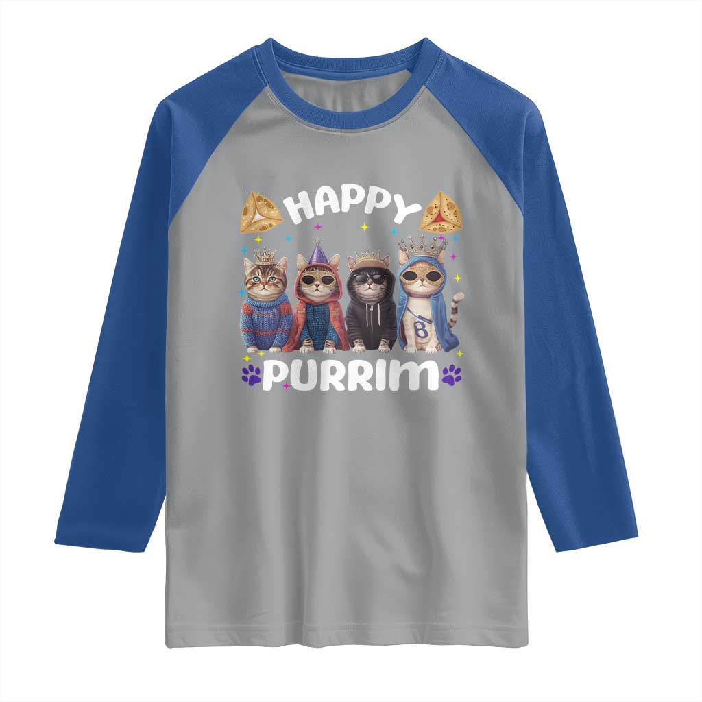 Purim Cat Raglan Shirt Happy Purrim Hamantash Cute Cat Costume TS09 Sport Gray Royal Print Your Wear
