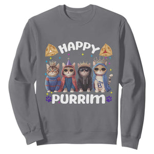 Purim Cat Sweatshirt Happy Purrim Hamantash Cute Cat Costume TS09 Charcoal Print Your Wear