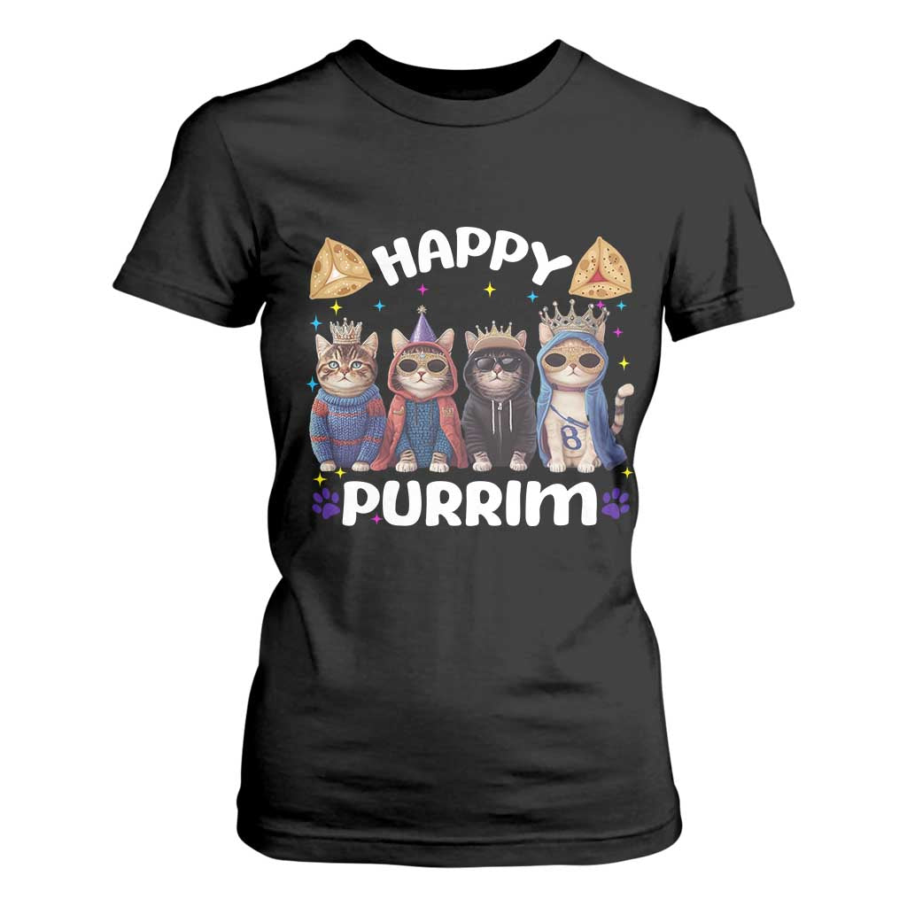 Purim Cat T Shirt For Women Happy Purrim Hamantash Cute Cat Costume TS09 Black Print Your Wear