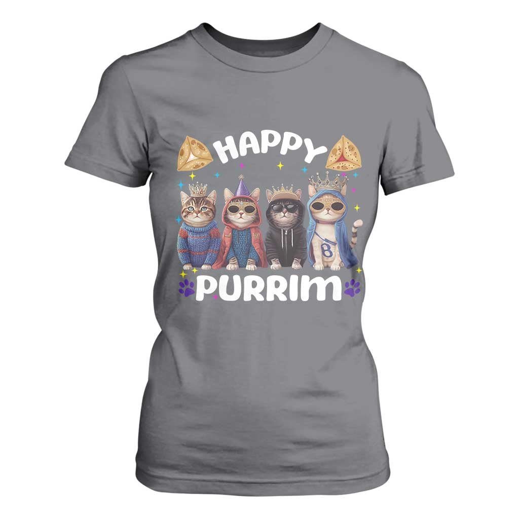 Purim Cat T Shirt For Women Happy Purrim Hamantash Cute Cat Costume TS09 Charcoal Print Your Wear