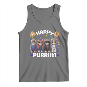 Purim Cat Tank Top Happy Purrim Hamantash Cute Cat Costume TS09 Black Heather Print Your Wear