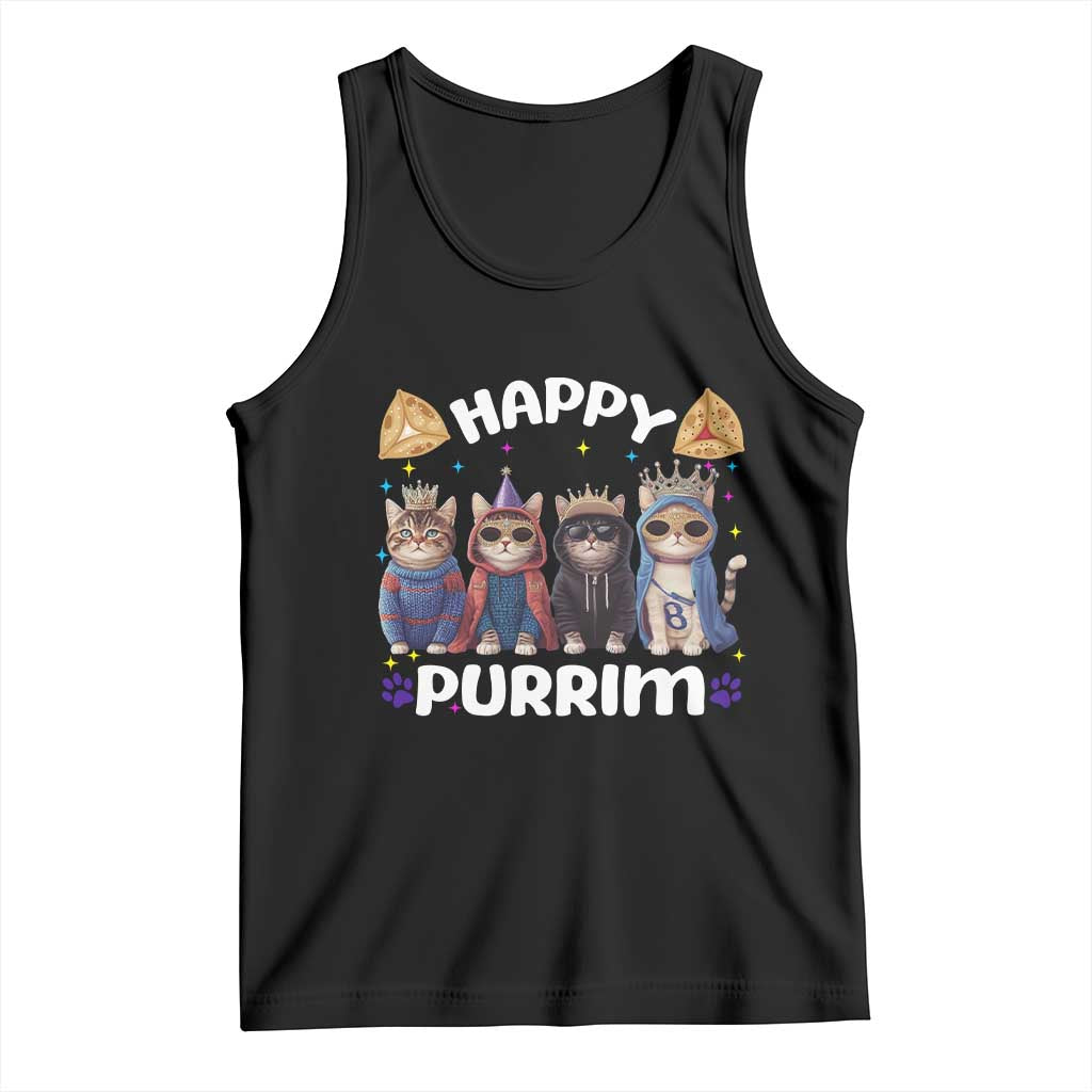 Purim Cat Tank Top Happy Purrim Hamantash Cute Cat Costume TS09 Black Print Your Wear