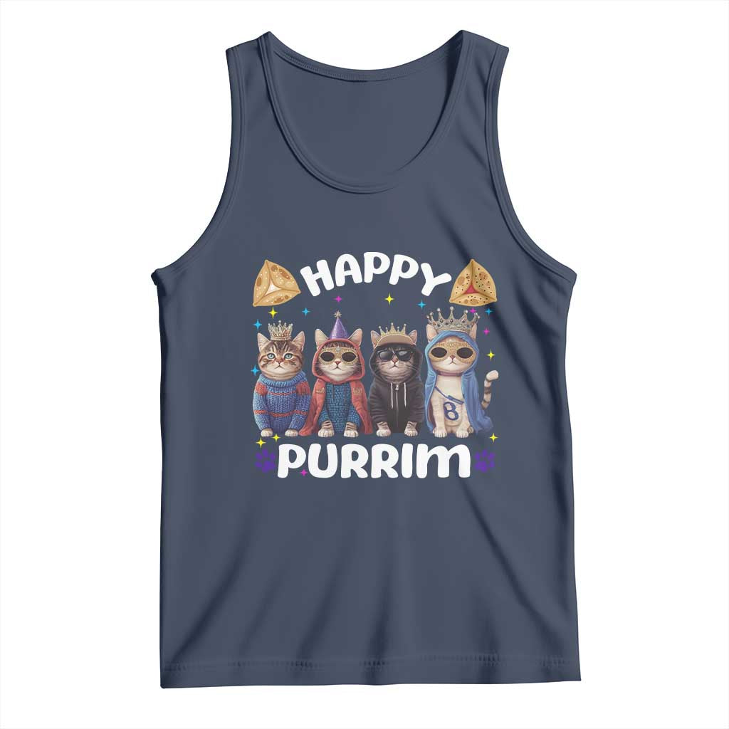 Purim Cat Tank Top Happy Purrim Hamantash Cute Cat Costume TS09 Navy Print Your Wear