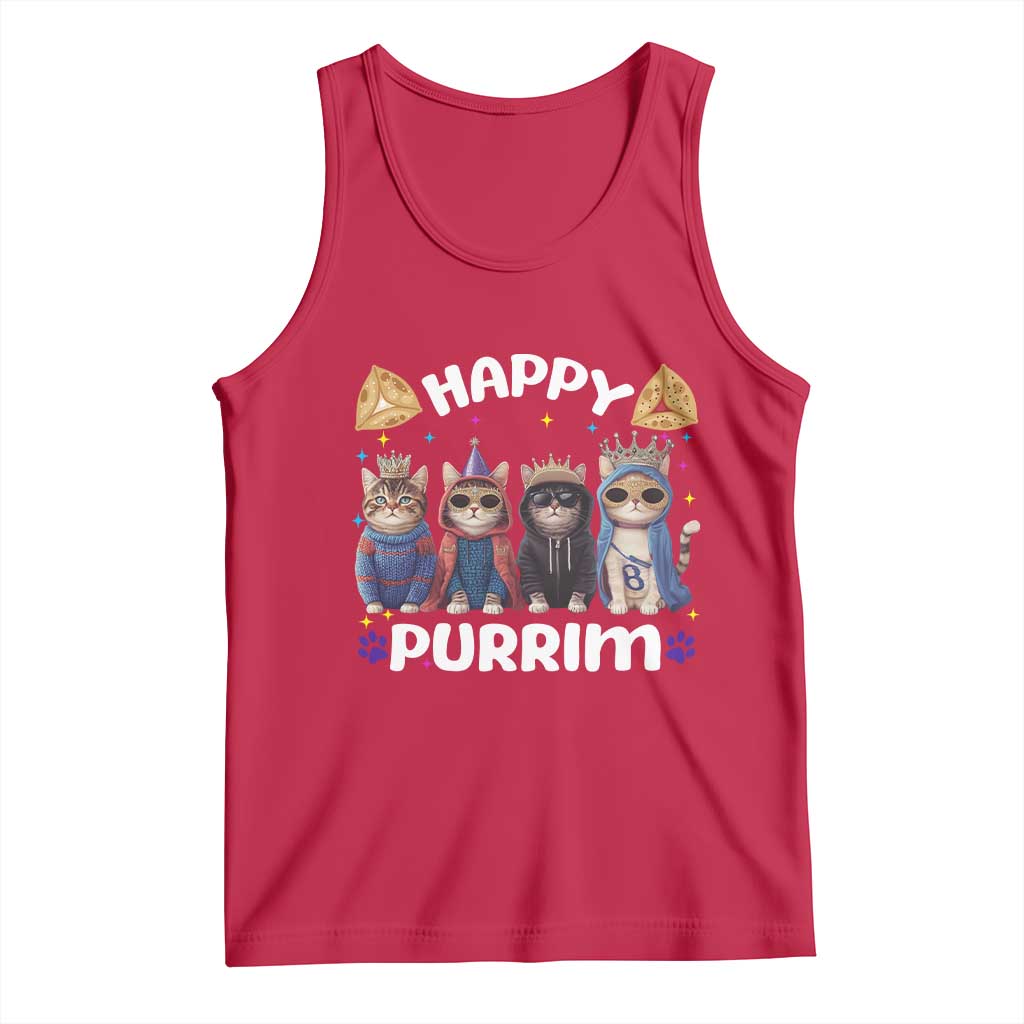 Purim Cat Tank Top Happy Purrim Hamantash Cute Cat Costume TS09 Red Print Your Wear