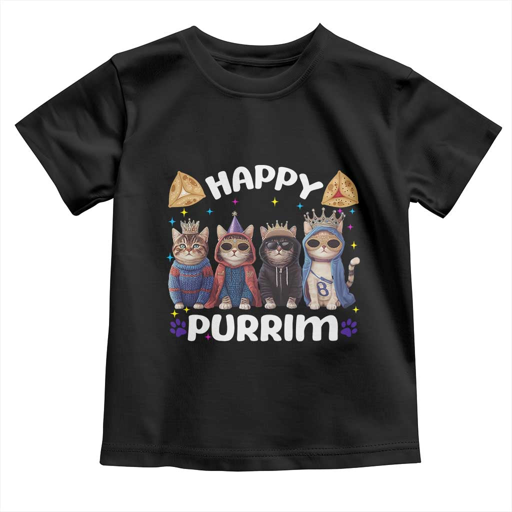 Purim Cat Toddler T Shirt Happy Purrim Hamantash Cute Cat Costume TS09 Black Print Your Wear