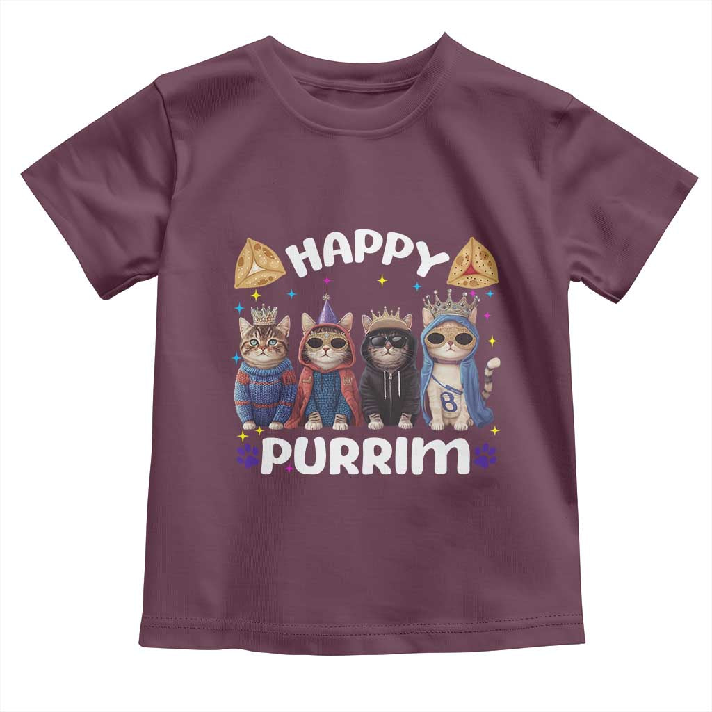 Purim Cat Toddler T Shirt Happy Purrim Hamantash Cute Cat Costume TS09 Maroon Print Your Wear