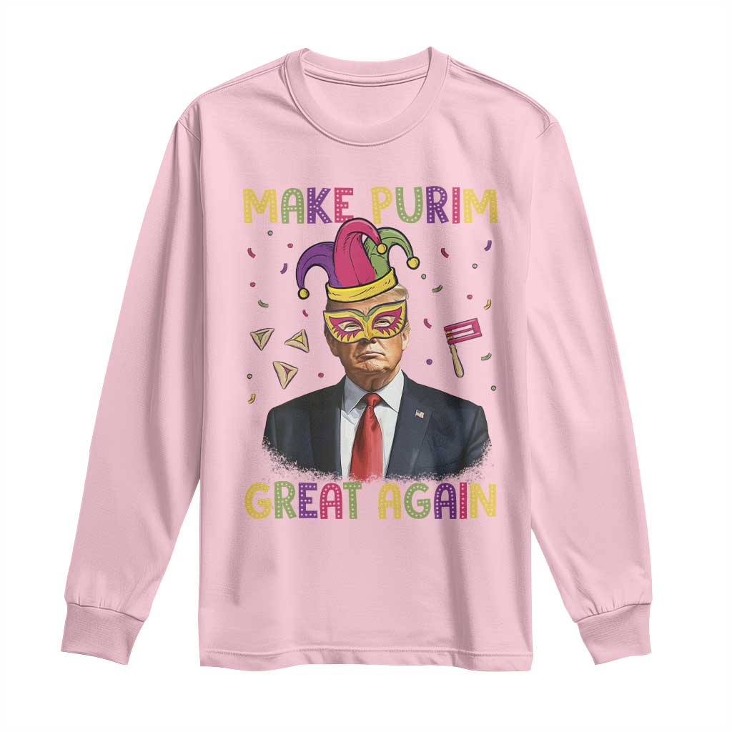 Trump Purim Long Sleeve Shirt Make Purim Great Again Jewish TS09 Light Pink Print Your Wear