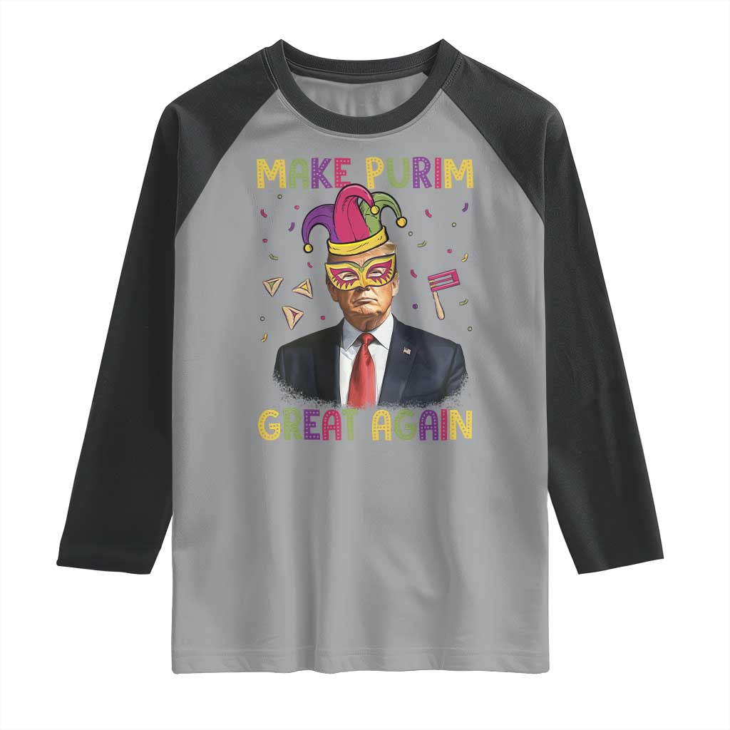 Trump Purim Raglan Shirt Make Purim Great Again Jewish TS09 Sport Gray Black Print Your Wear