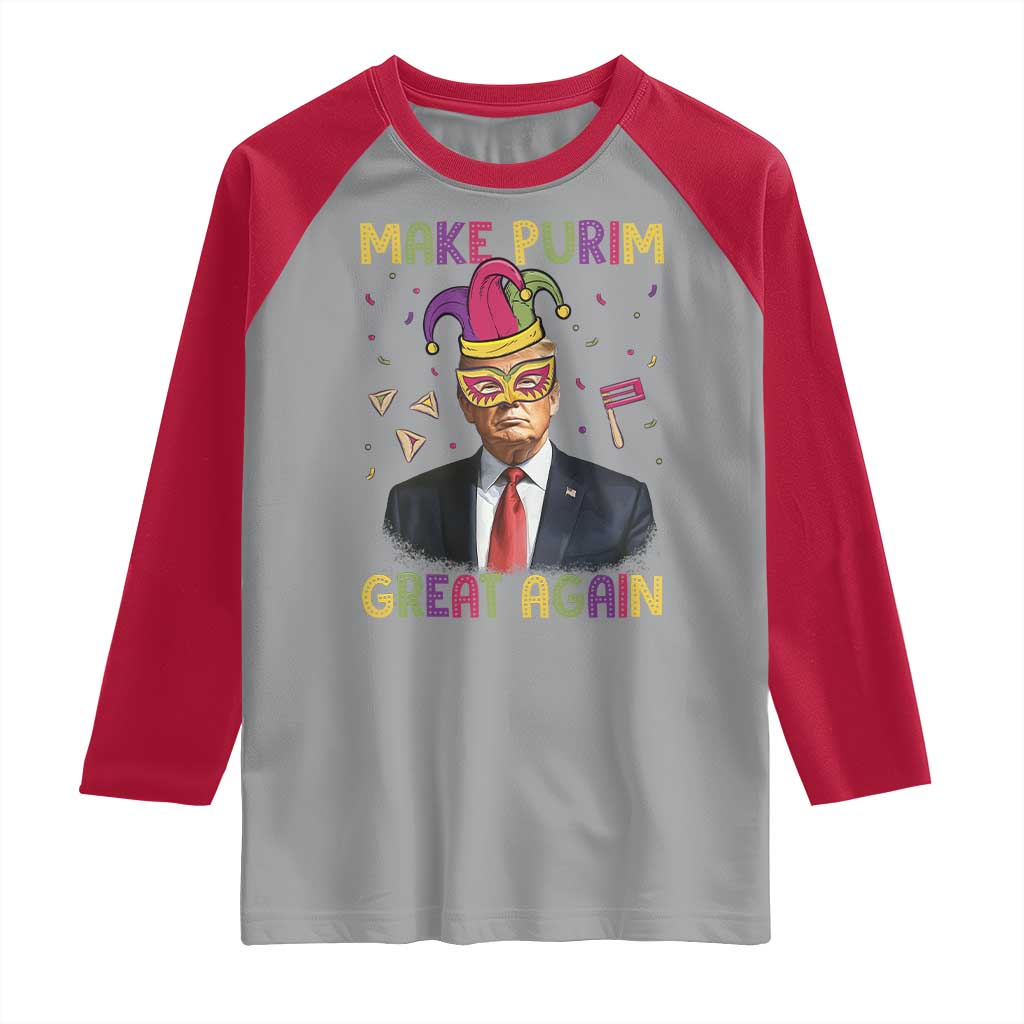 Trump Purim Raglan Shirt Make Purim Great Again Jewish TS09 Sport Gray Red Print Your Wear