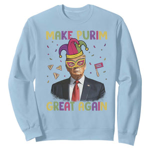 Trump Purim Sweatshirt Make Purim Great Again Jewish TS09 Light Blue Print Your Wear