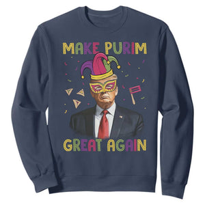 Trump Purim Sweatshirt Make Purim Great Again Jewish TS09 Navy Print Your Wear