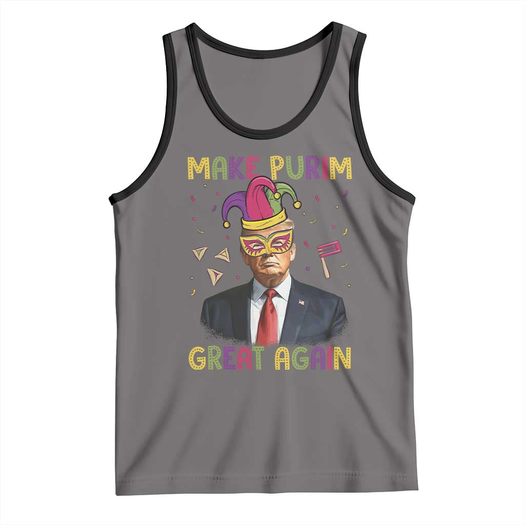 Trump Purim Tank Top Make Purim Great Again Jewish TS09 Deep Heather Black Print Your Wear