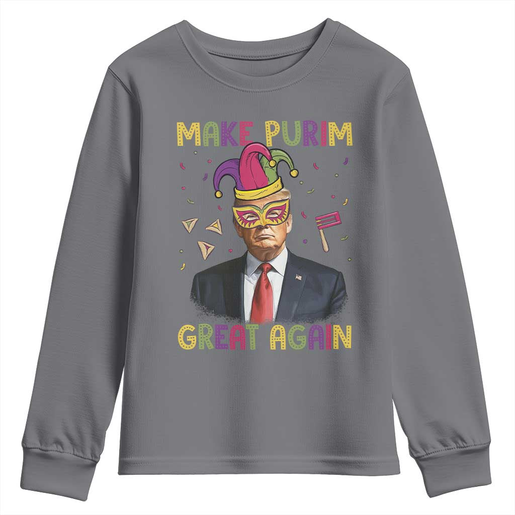 Trump Purim Youth Sweatshirt Make Purim Great Again Jewish TS09 Charcoal Print Your Wear