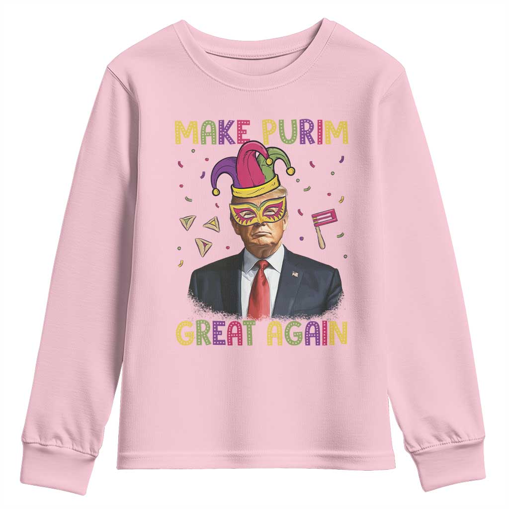 Trump Purim Youth Sweatshirt Make Purim Great Again Jewish TS09 Light Pink Print Your Wear